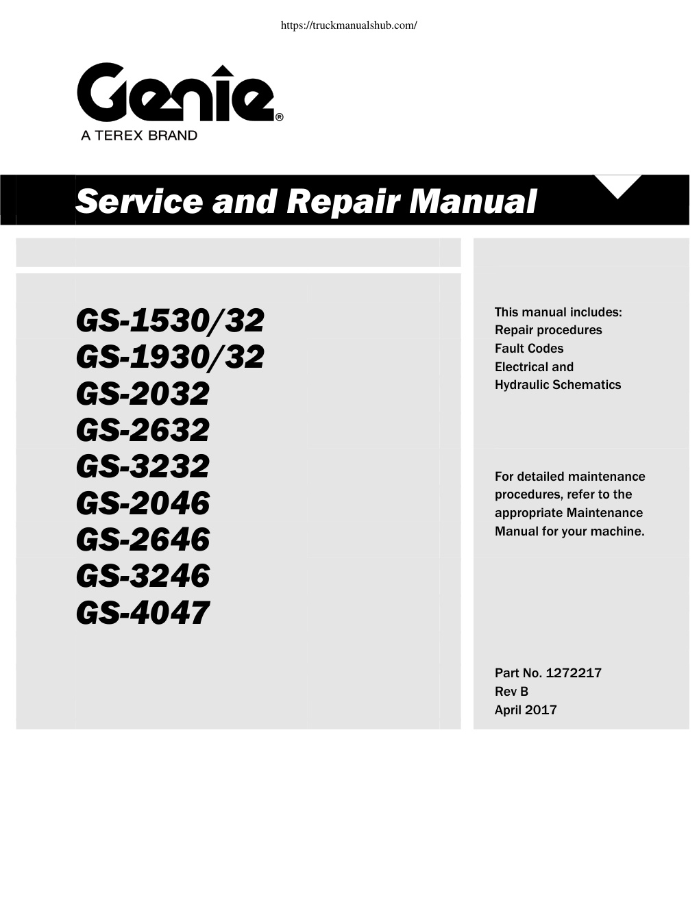 Première page de Service and Repair Manual