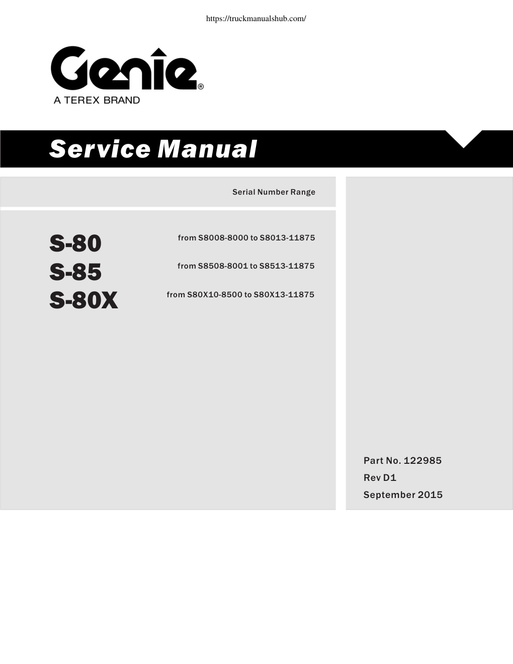 Première page de Service Manual