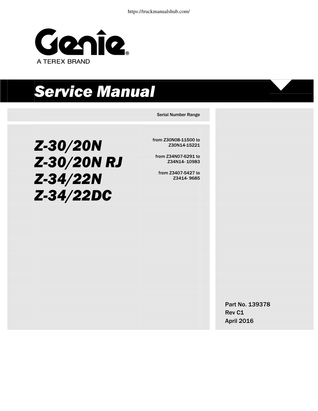 Première page de Service Manual