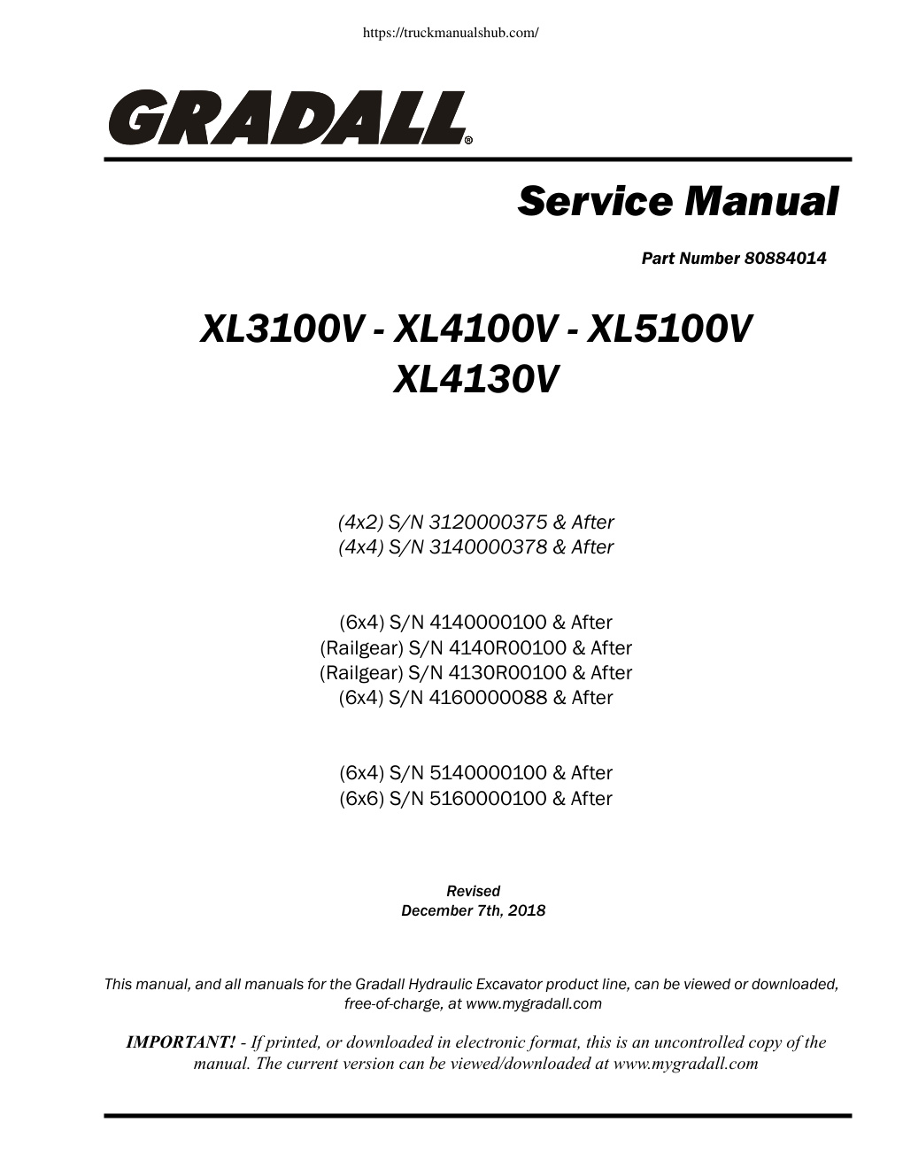 Première page de Service Manual