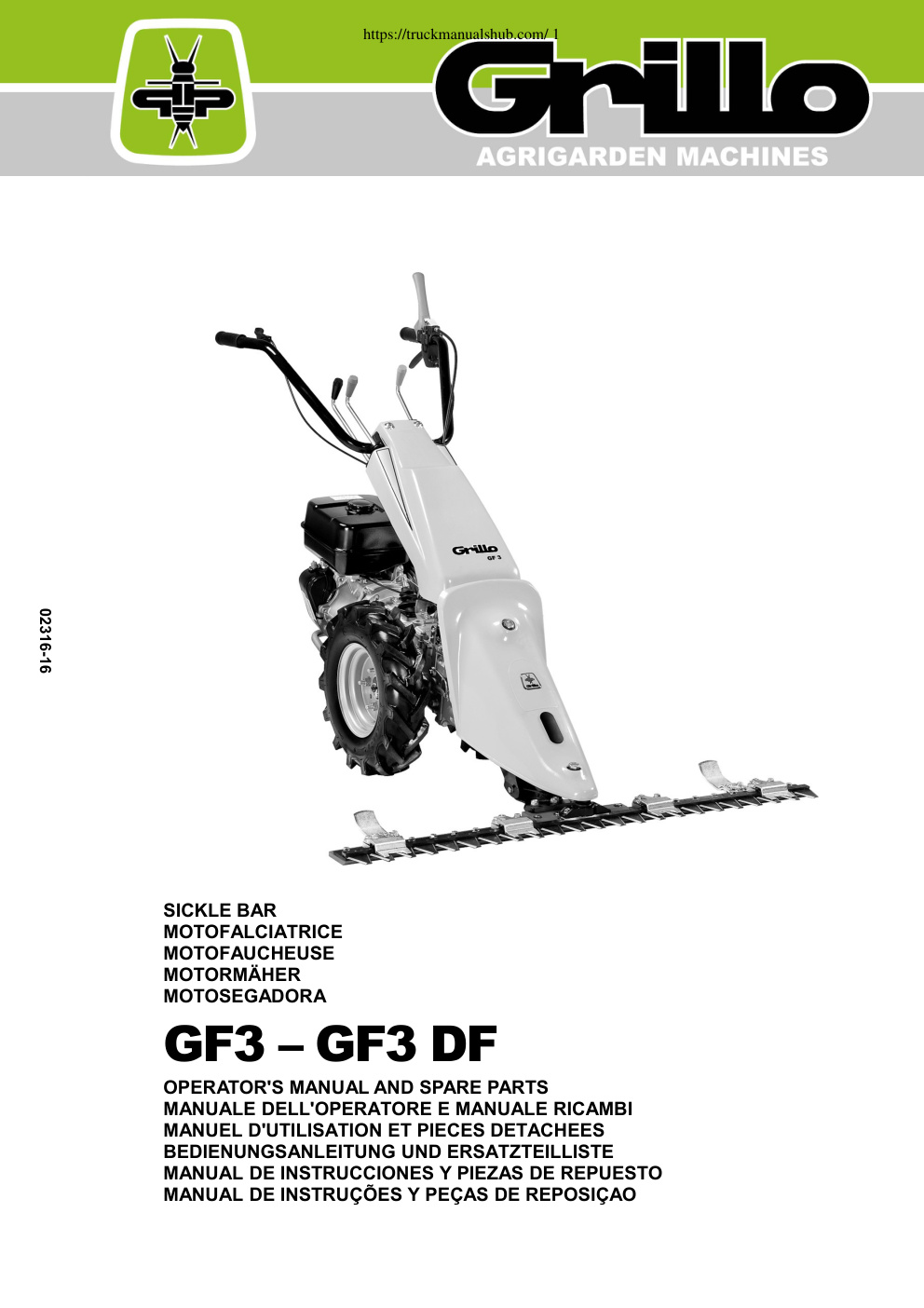 Première page de OPERATOR'S MANUAL AND SPARE PARTS