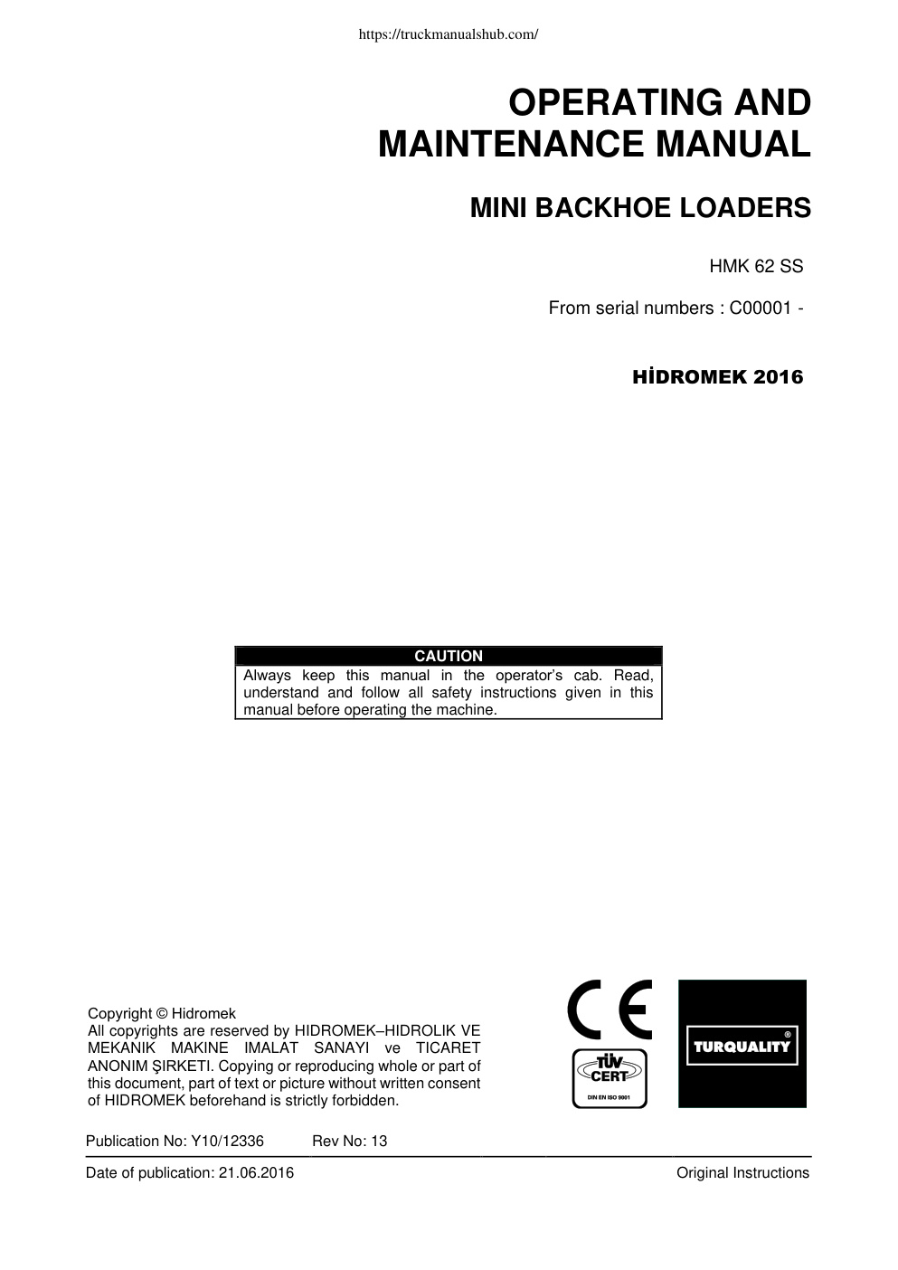 Première page de MAINTENANCE MANUAL