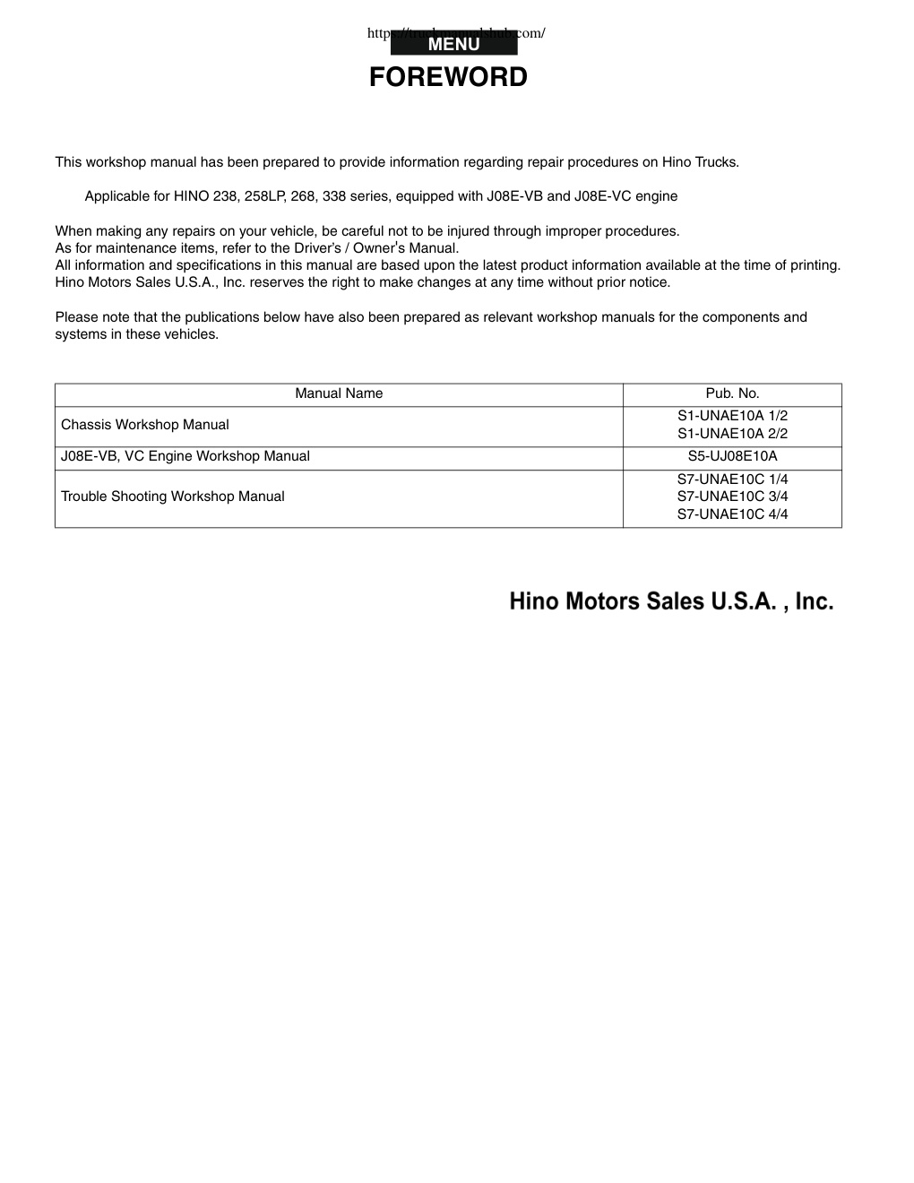 Première page de As for maintenance items, refer to the Driver’s / Owner's Manual.
