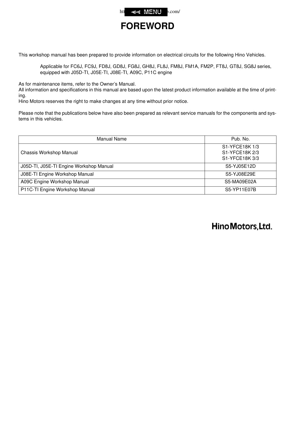 Première page de As for maintenance items, refer to the Owner’s Manual.