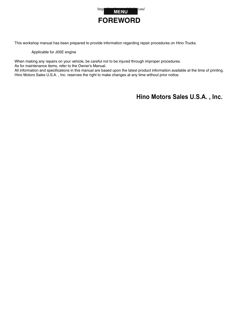 Première page de CHAPTER REFERENCES REGARDING THIS WORKSHOP MANUAL