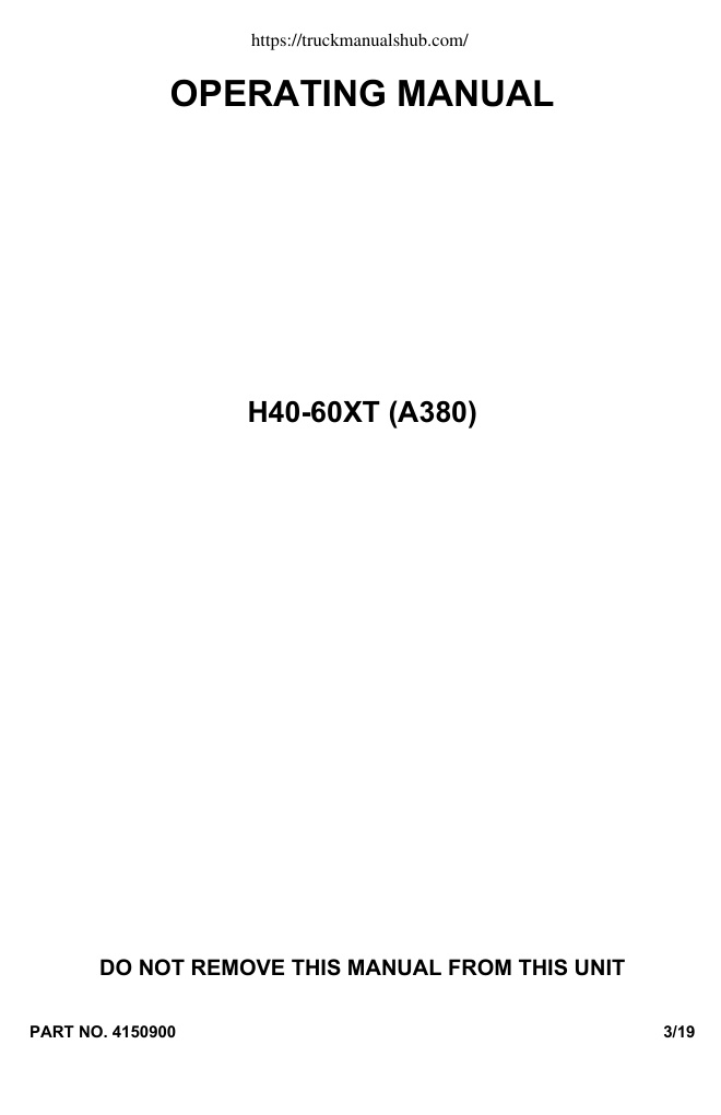 Première page de OPERATING MANUAL