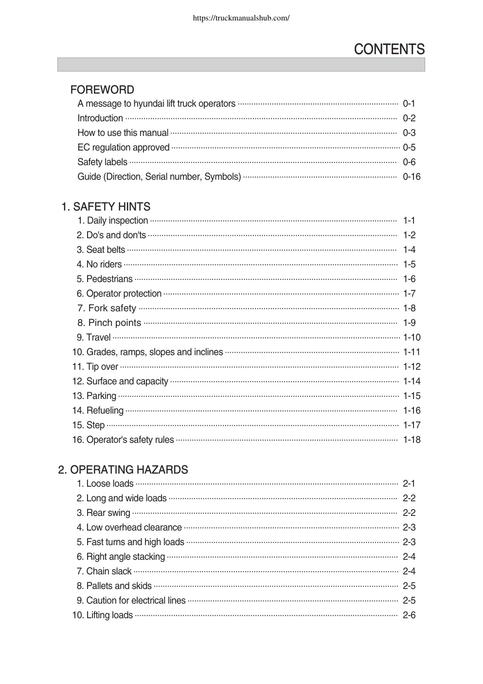 Première page de 1.1. SAFETYSAFETY HINTSHINTS