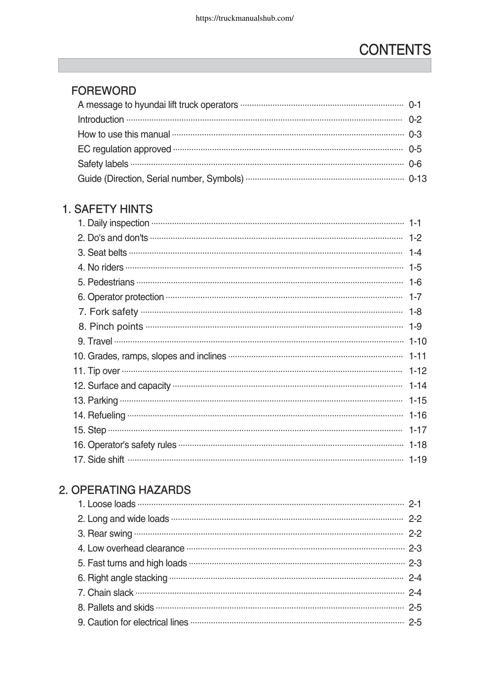 Première page de 1.1. SAFETYSAFETY HINTSHINTS
