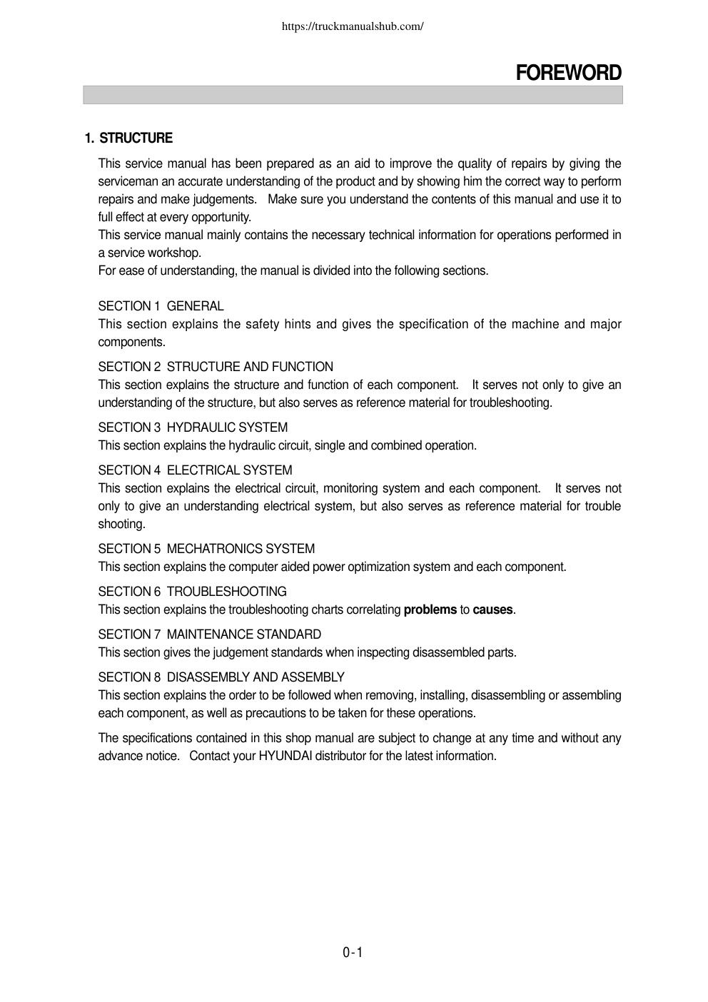 Première page de This service manual has been prepared as an aid to improve the quality of repairs by giving the