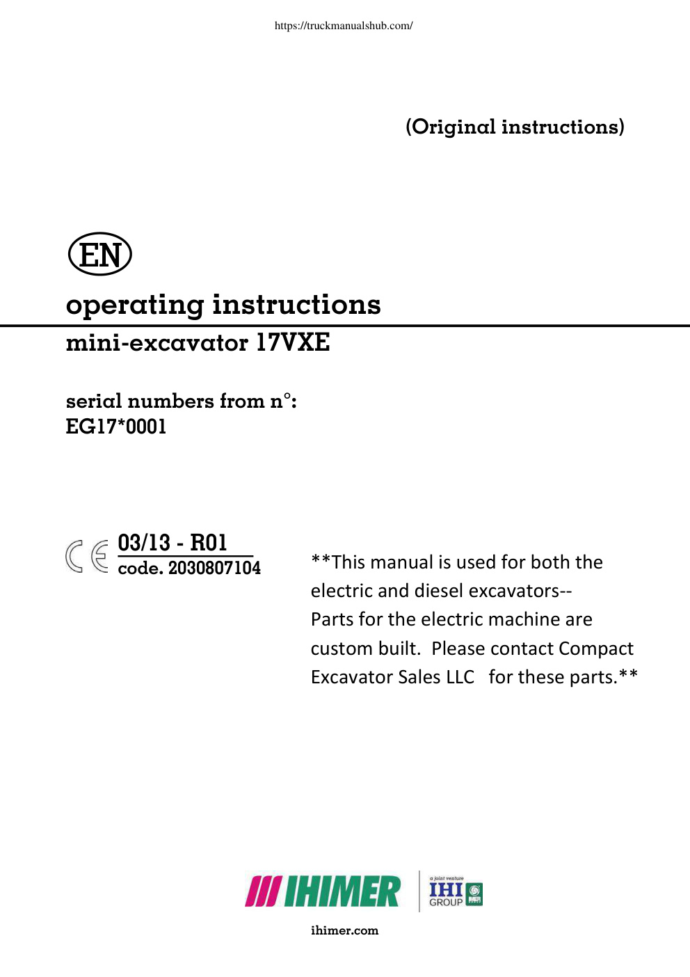 Première page de (Original instructions)