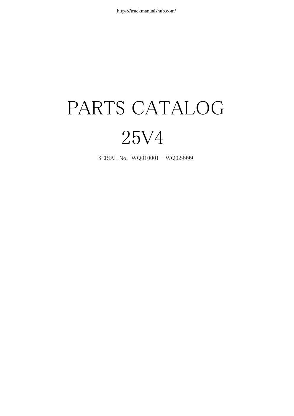 Première page de 25V4 Parts Catalog