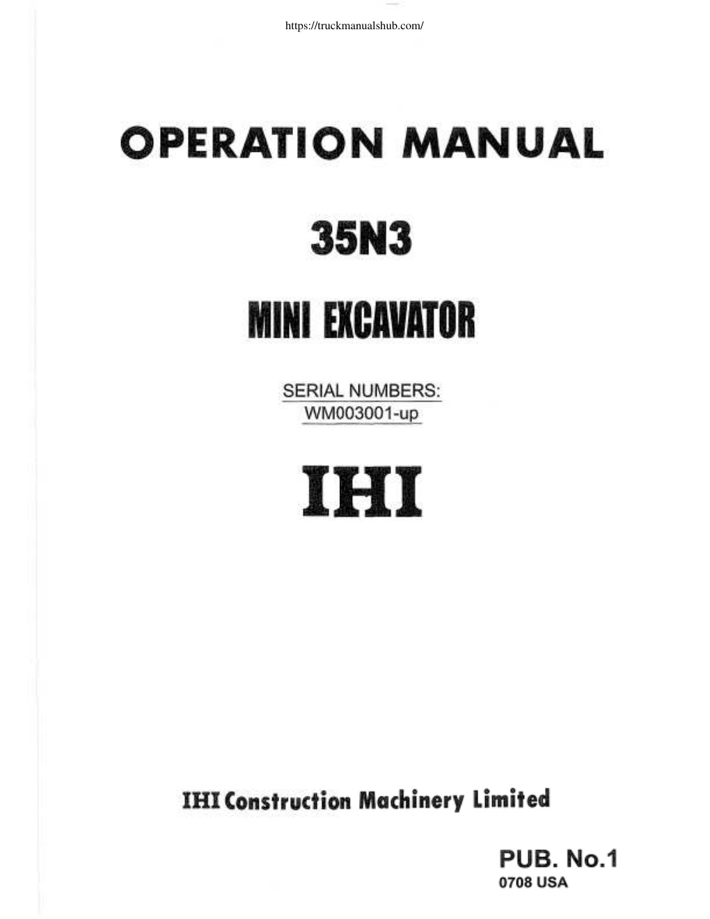 Première page de Operation-Manual-KATO-IHI-35N-3