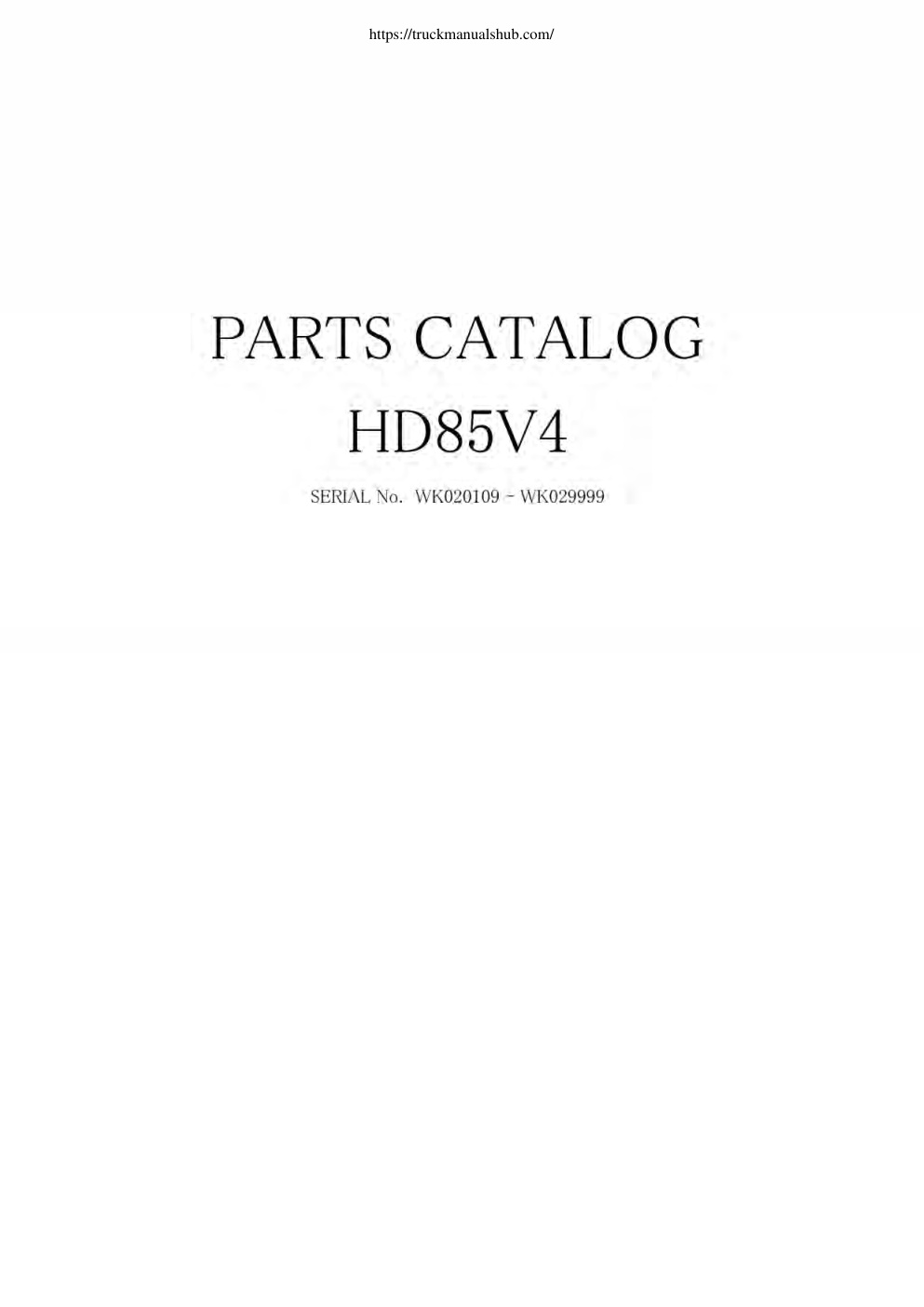 Première page de PARTS CATALOG