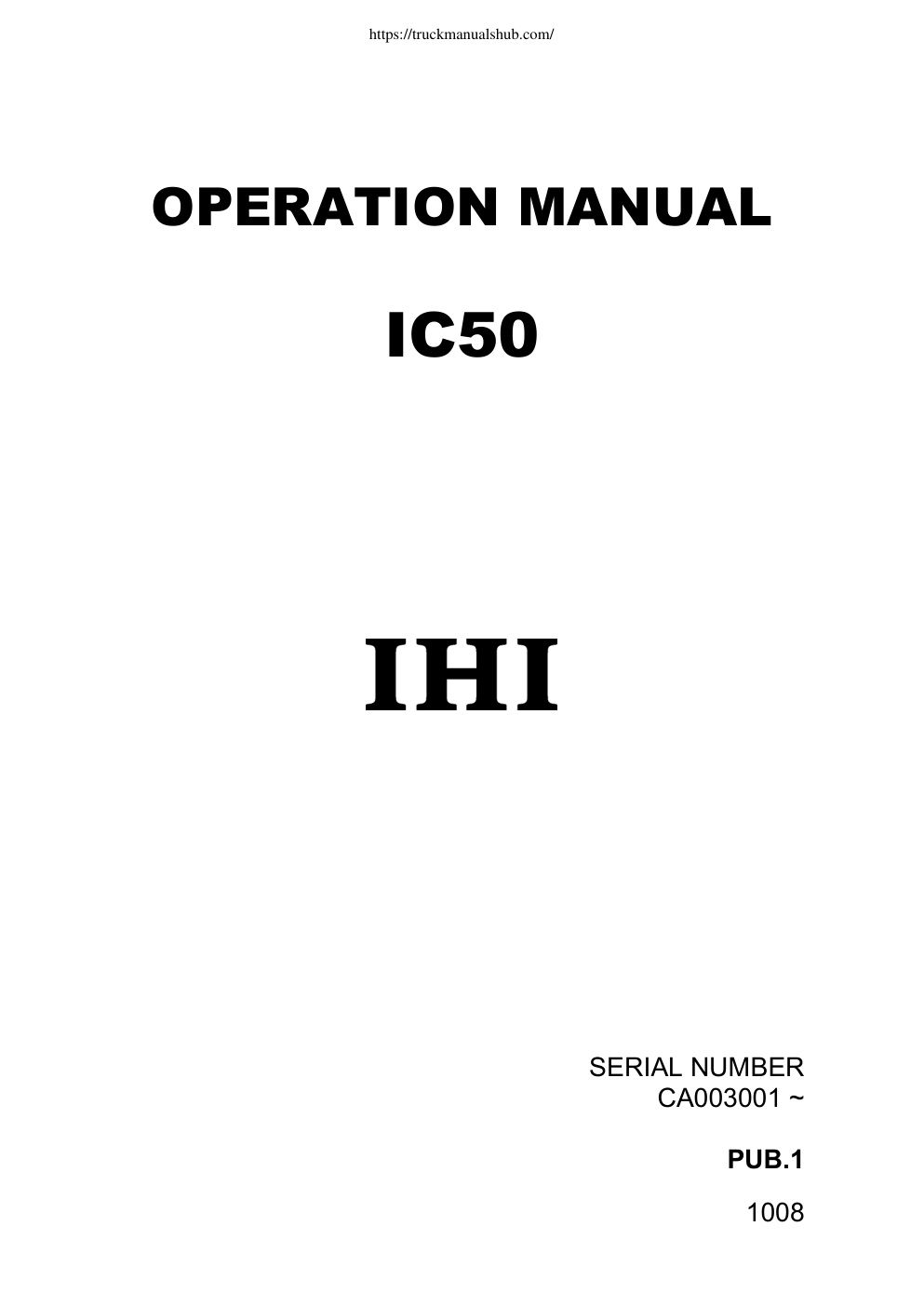 Première page de IC50 Operators Manual
