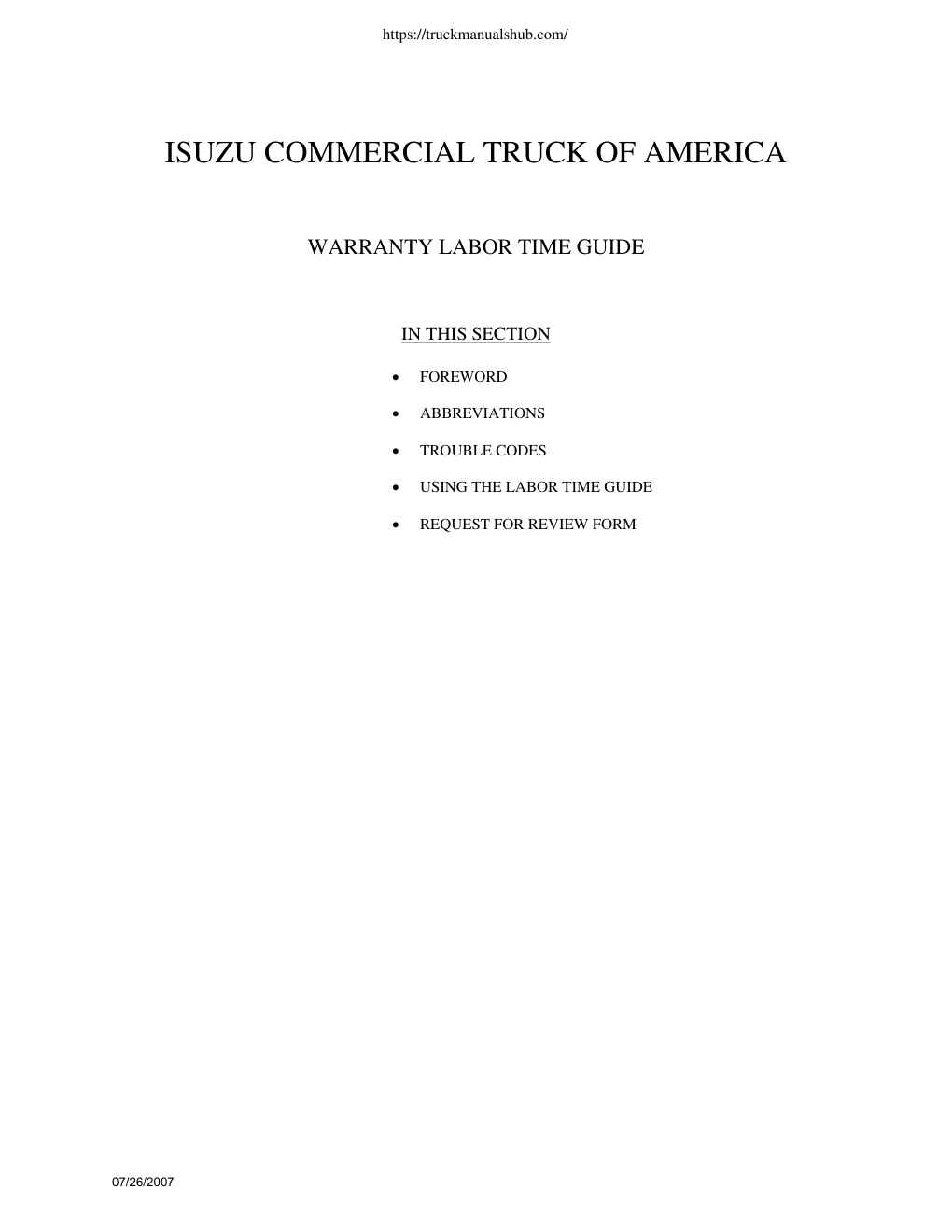 Première page de ISUZU COMMERCIAL TRUCK OF AMERICA