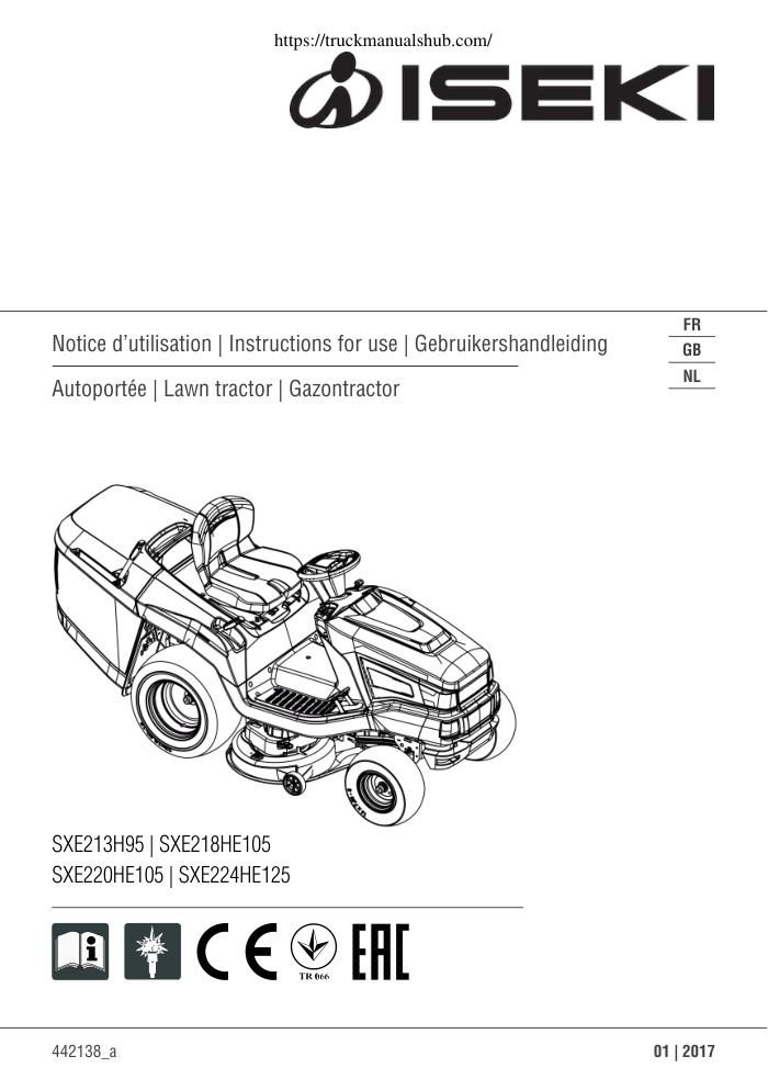 Première page de 442138_a BA Rasentraktor Heckauswurf C-Frame ISEKI
