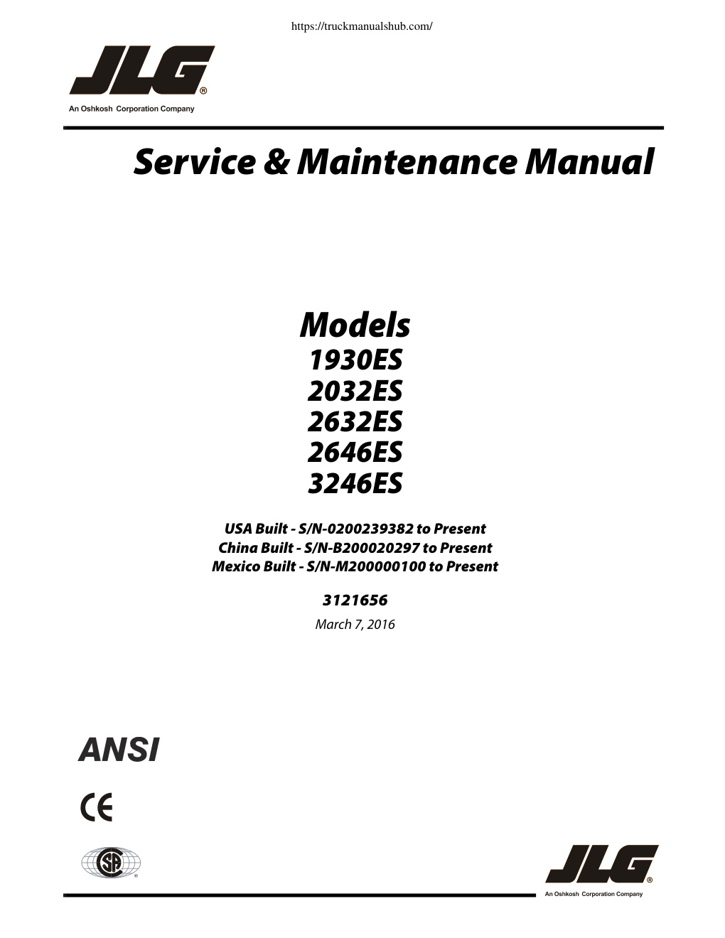 Première page de Service & Maintenance Manual