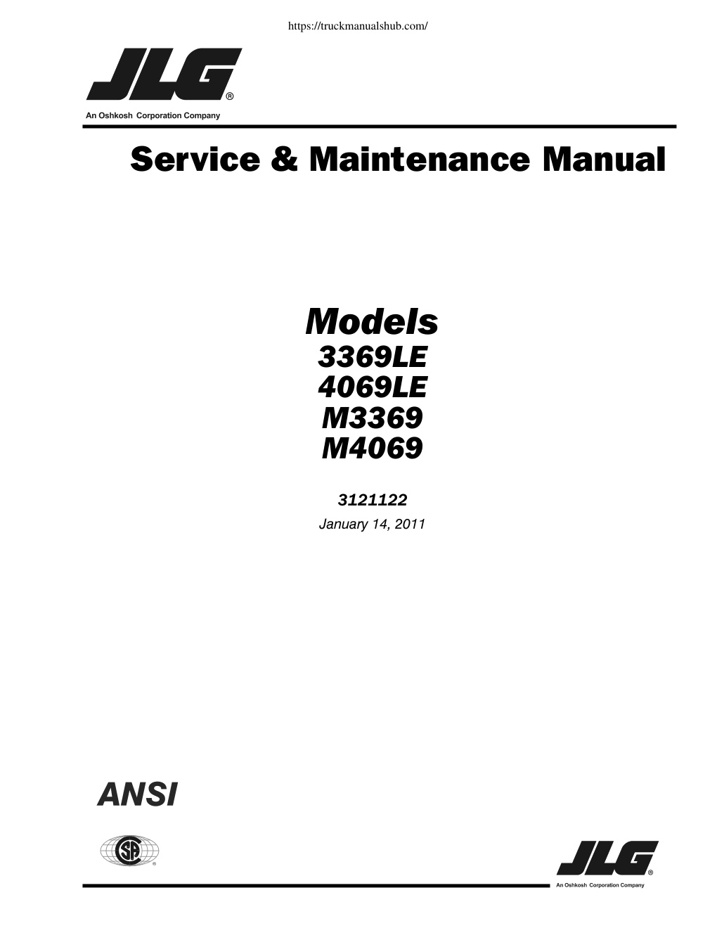 Première page de Service & Maintenance Manual