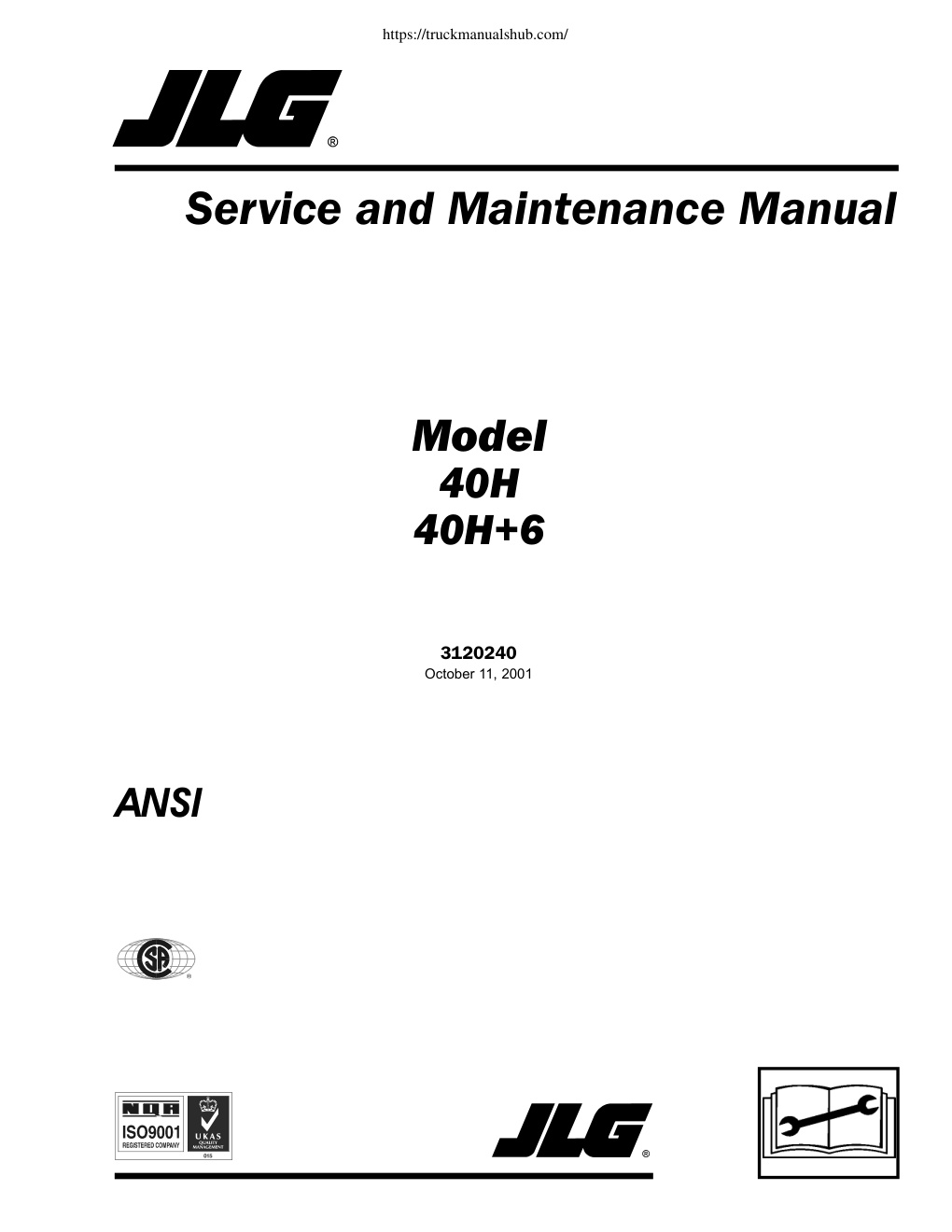 Première page de Service and Maintenance Manual