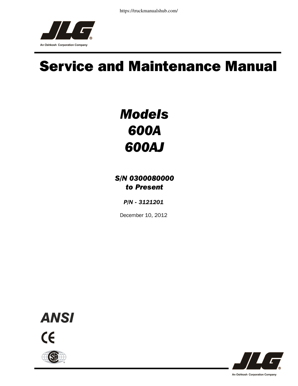 Première page de Service and Maintenance Manual