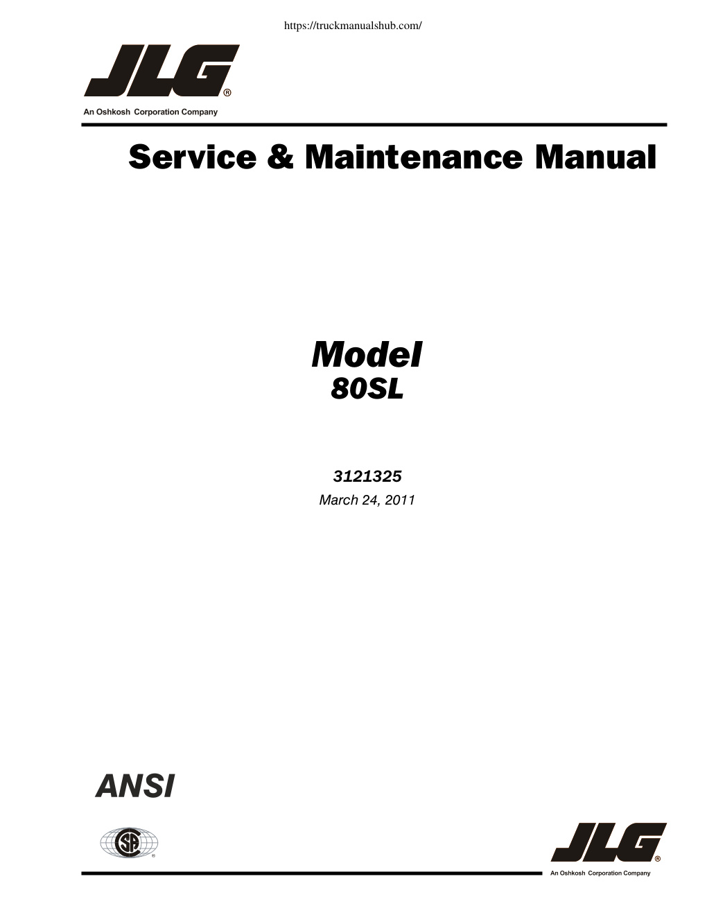 Première page de Service & Maintenance Manual