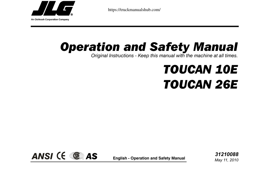Première page de Operation and Safety Manual