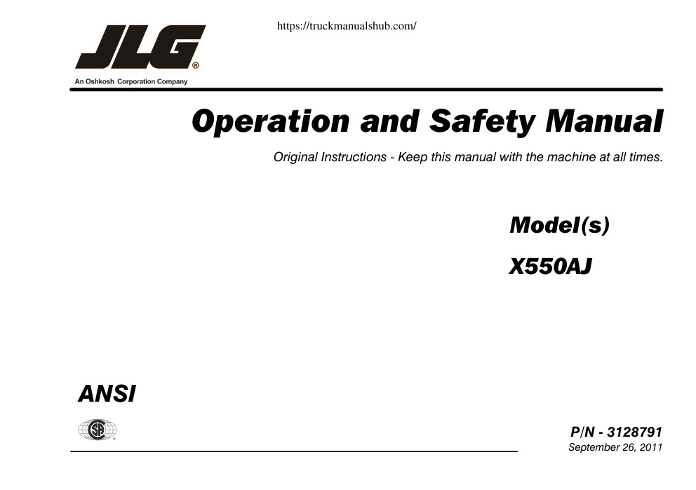 Première page de Operation and Safety Manual