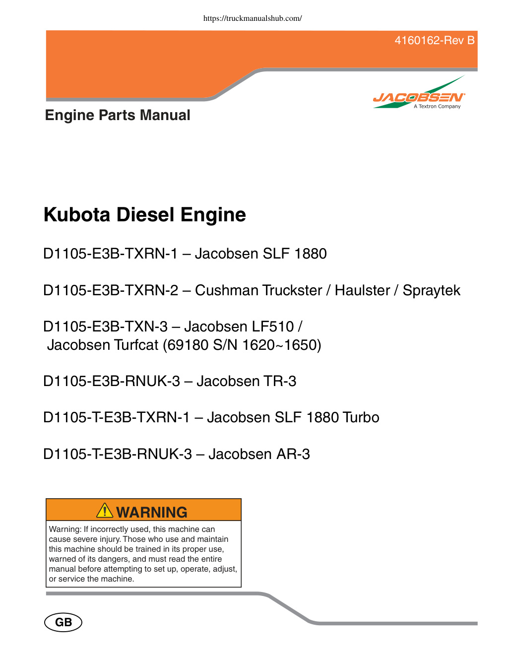 Première page de Engine Parts Manual