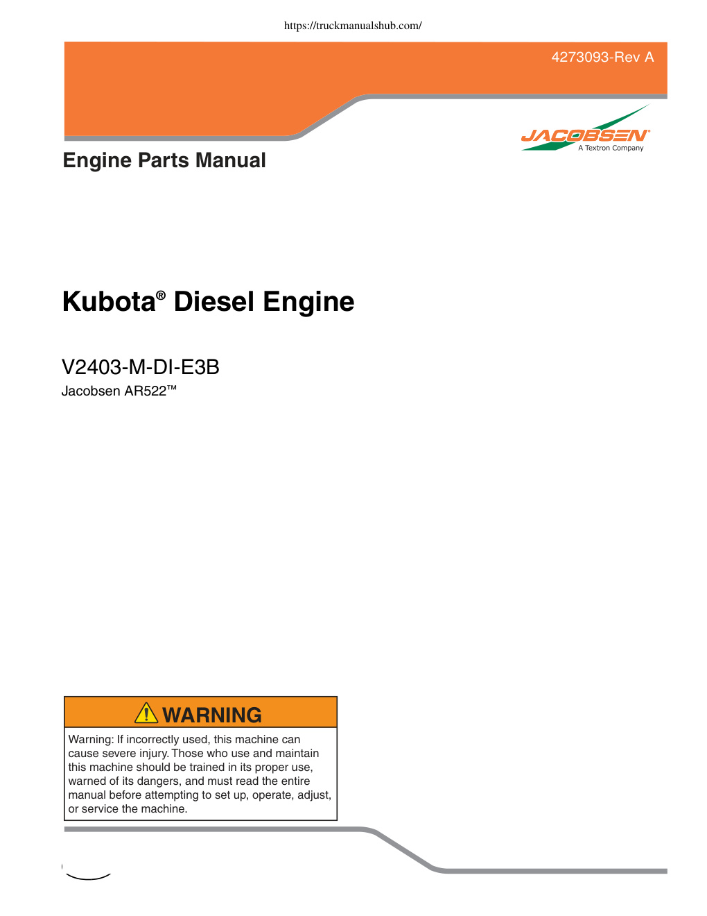 Première page de Engine Parts Manual