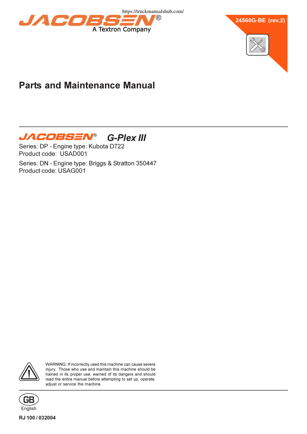 Première page de Parts and Maintenance Manual