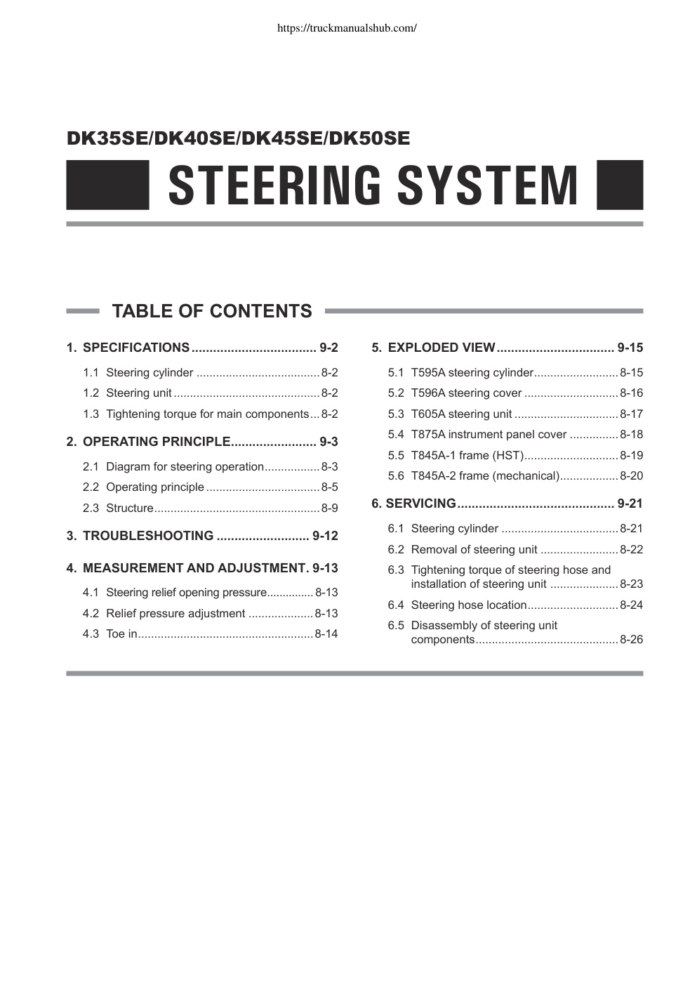 Première page de TABLE OF CONTENTS