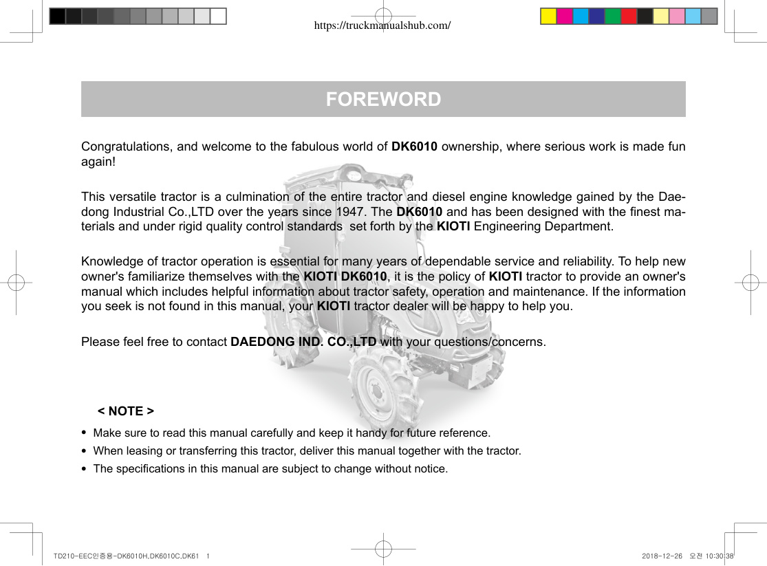 Première page de Kioti DK6010 Owner’s Manual.pdf