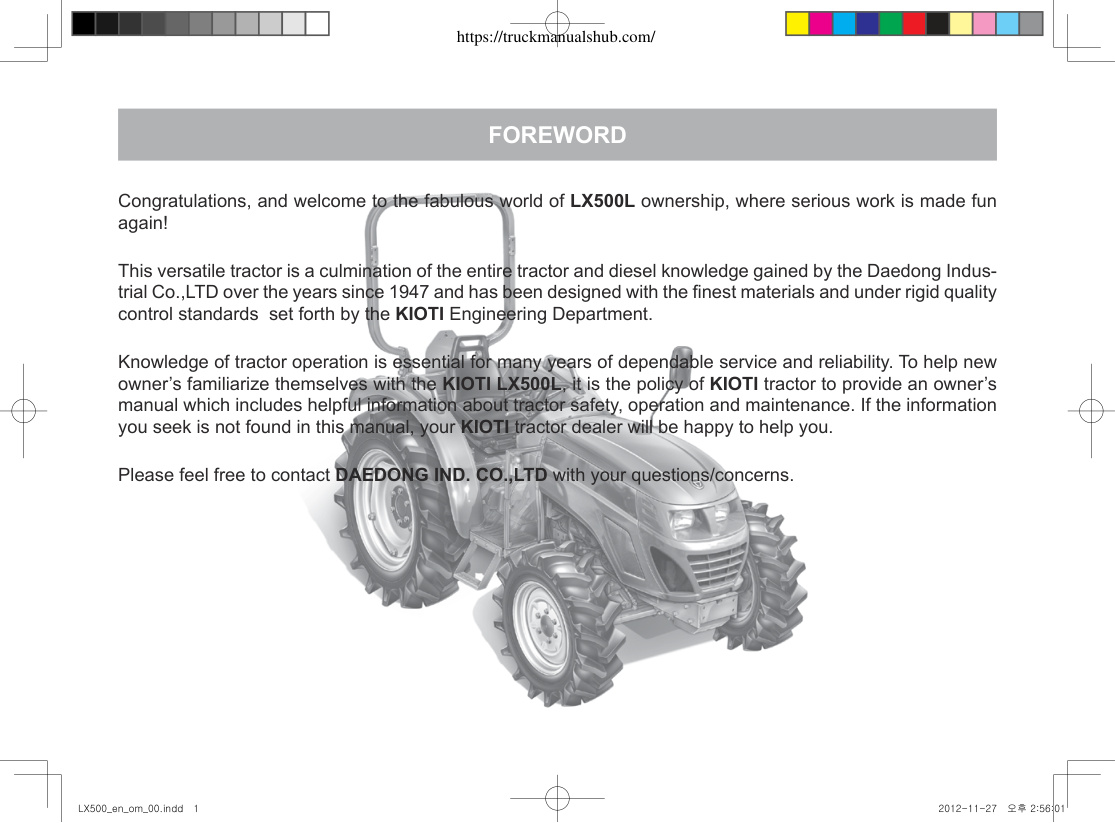 Première page de Kioti LX500L Owner’s Manual.pdf