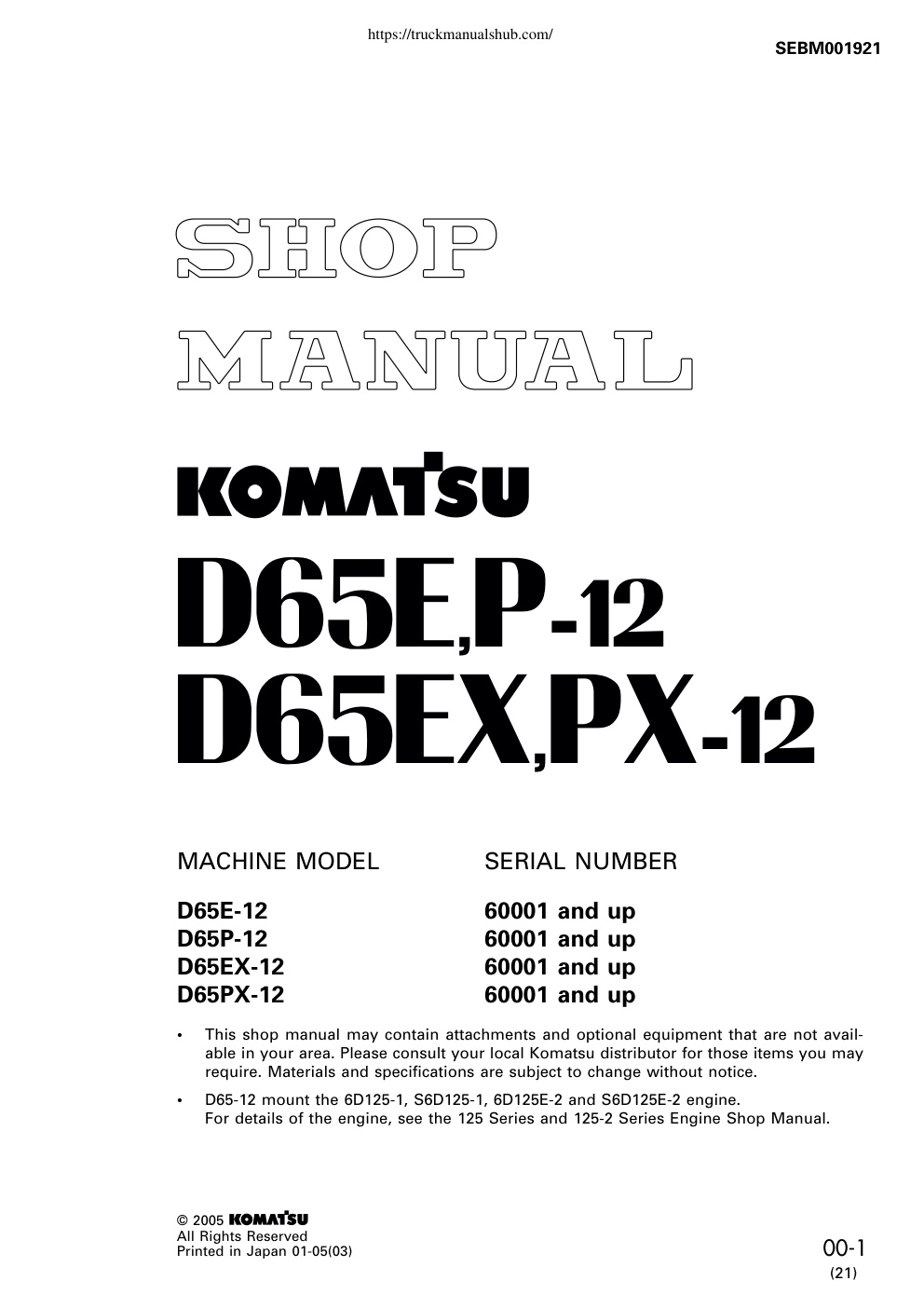 Première page de MACHINE MODEL SERIAL NUMBER