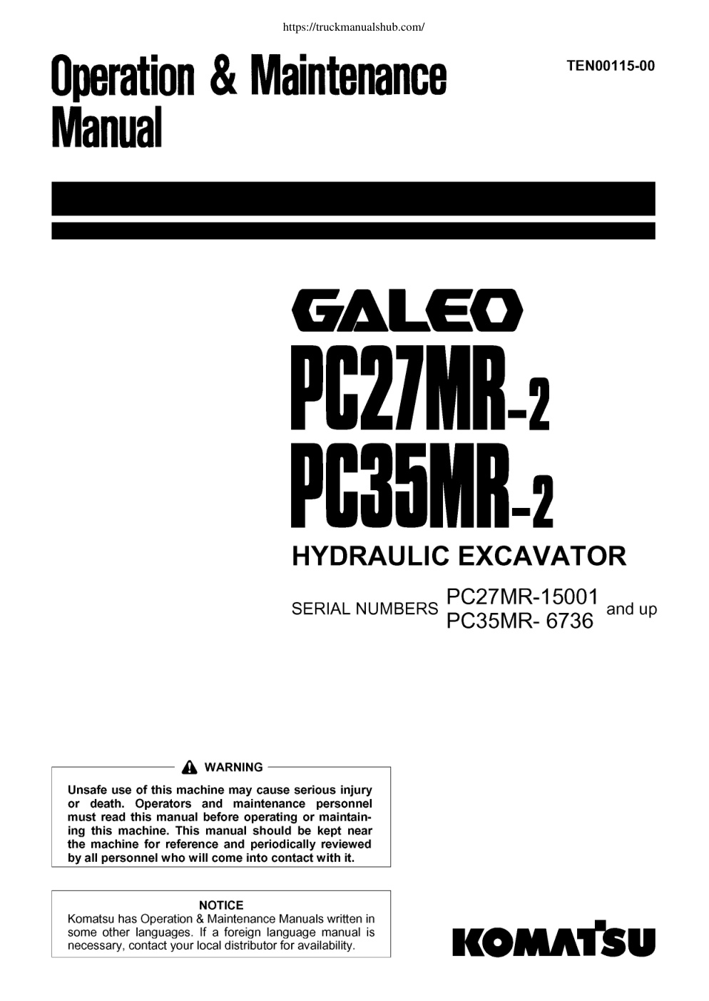 Première page de Operation & Maintenance ="