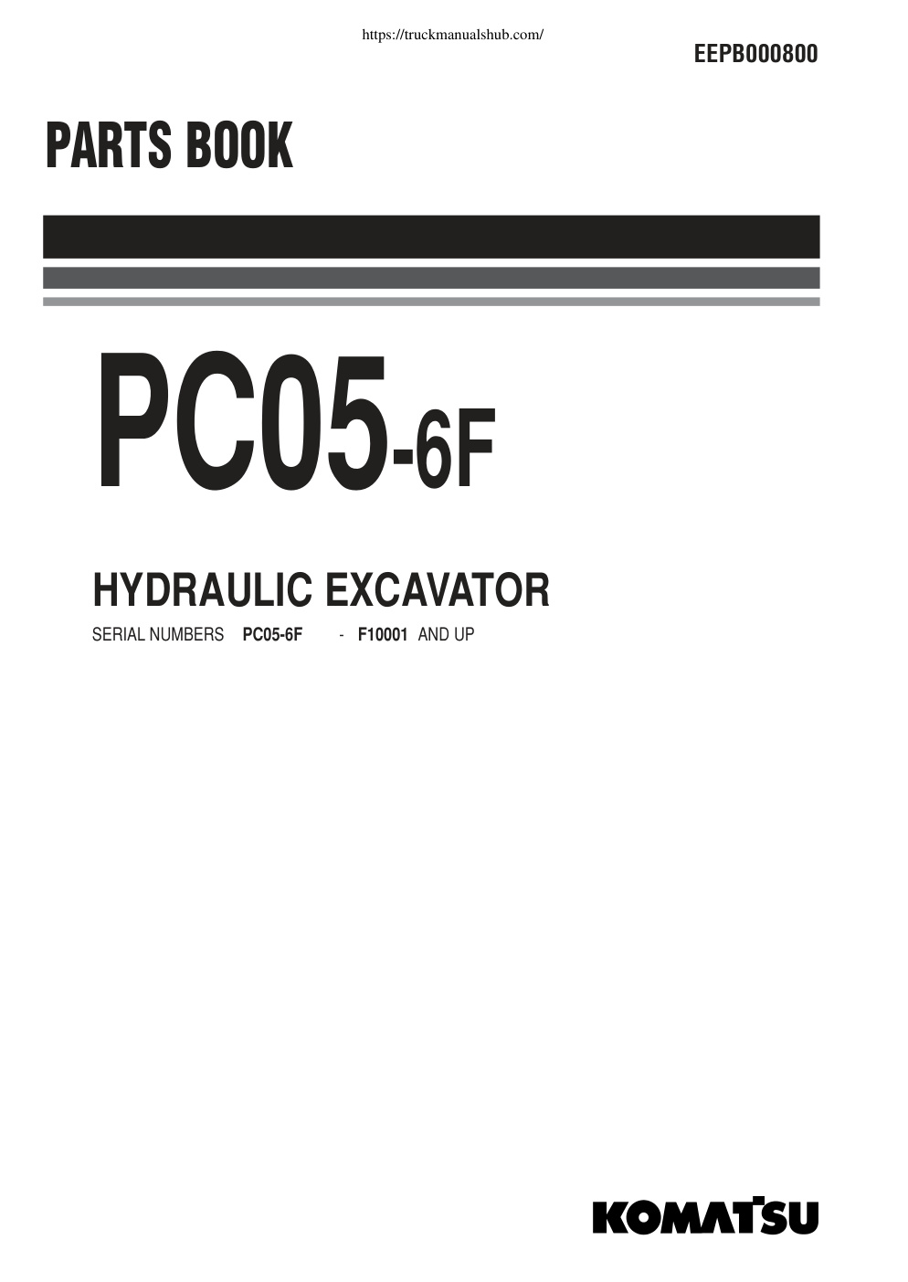 Première page de HYDRAULIC EXCAVATOR