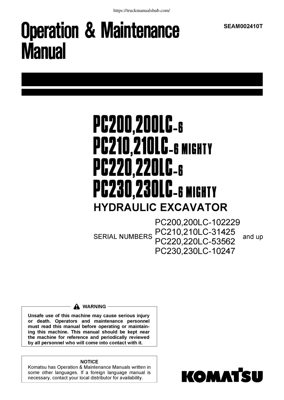Première page de Operation & Maintenance seawnoastor