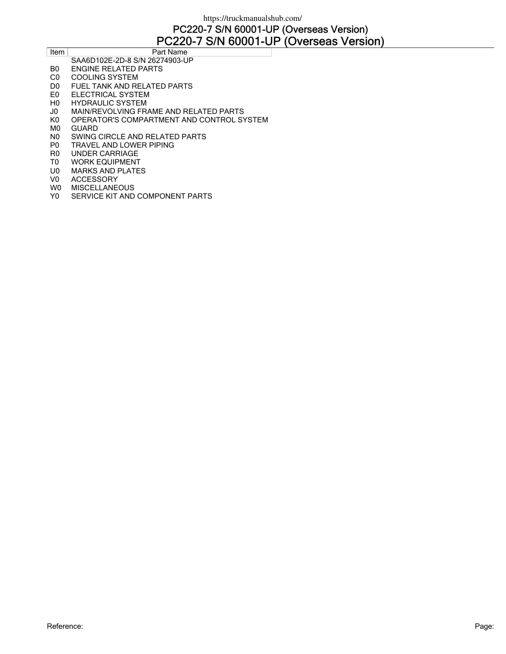 Première page de K0 OPERATOR'S COMPARTMENT AND CONTROL SYSTEM