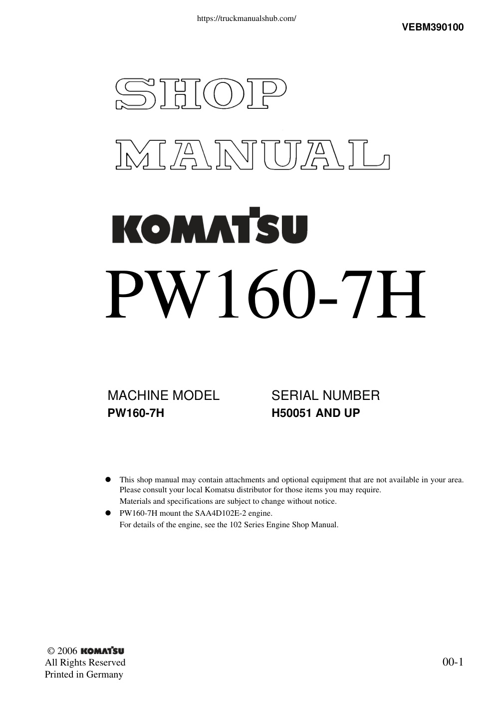 Première page de MACHINE MODEL SERIAL NUMBER