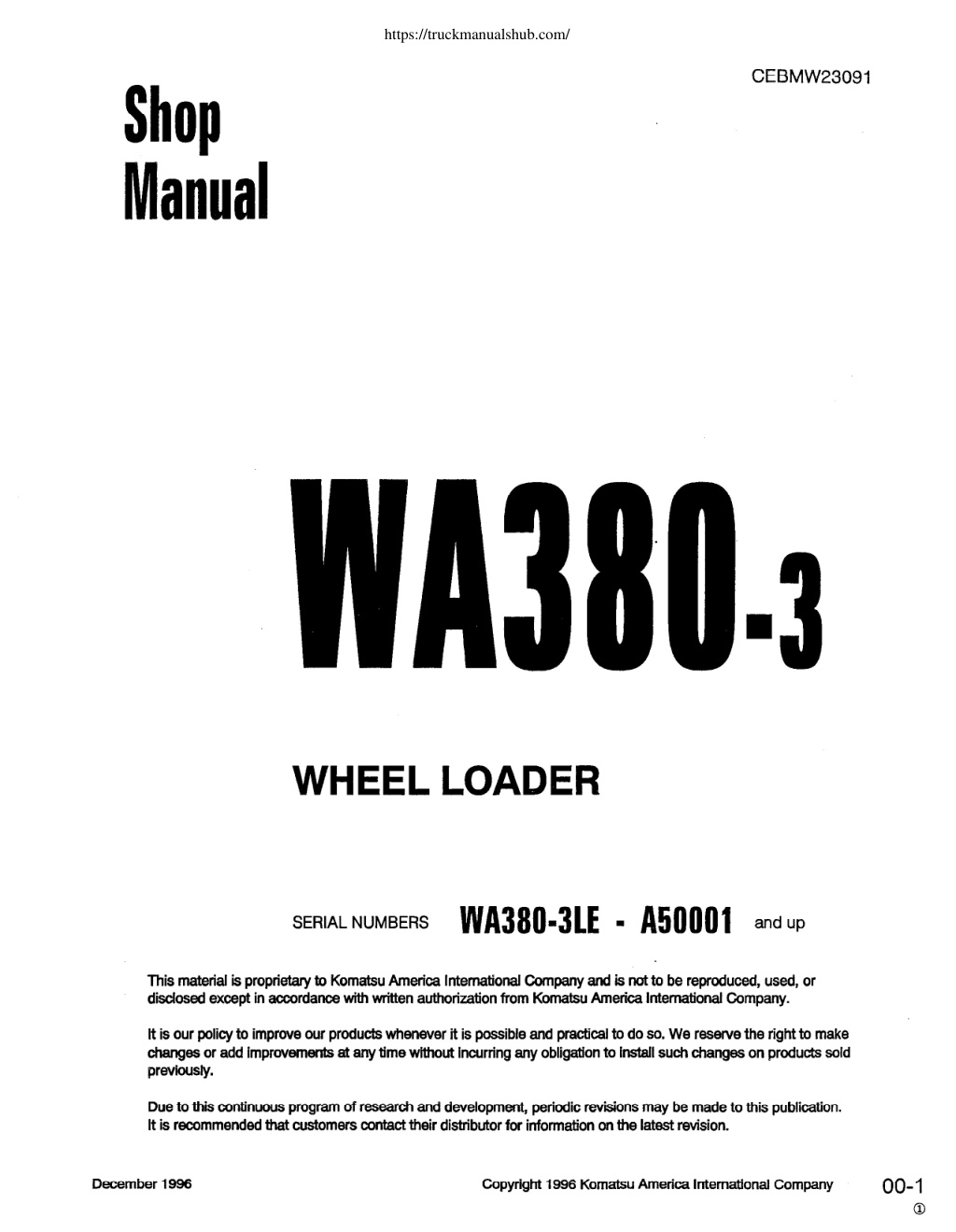 Première page de CEBDW23091 WA380-3 Wheel Loader