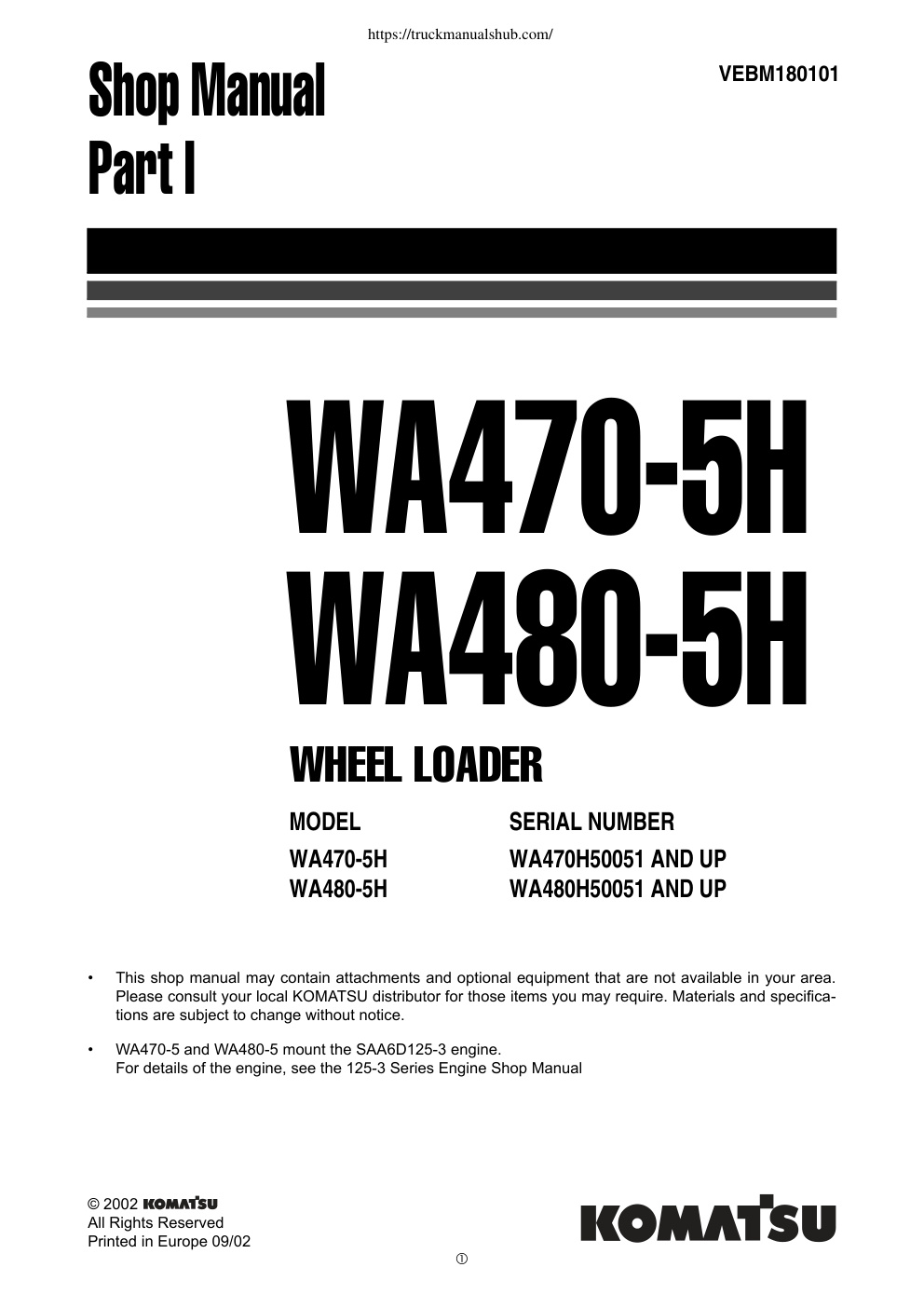 Première page de Shop Manual