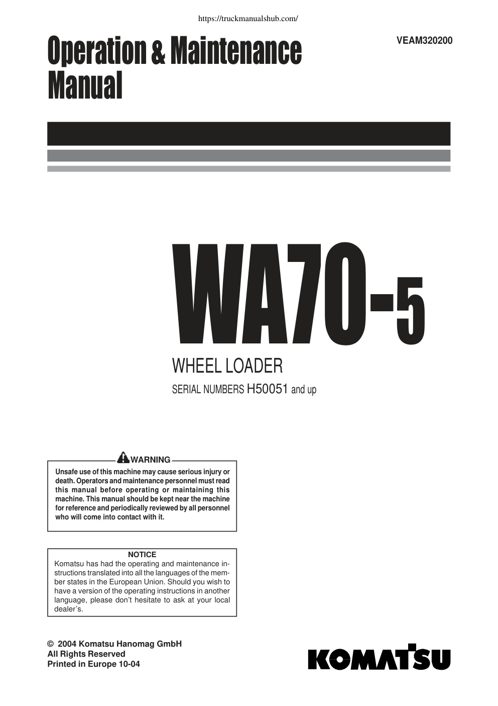 Première page de Operation & Maintenance