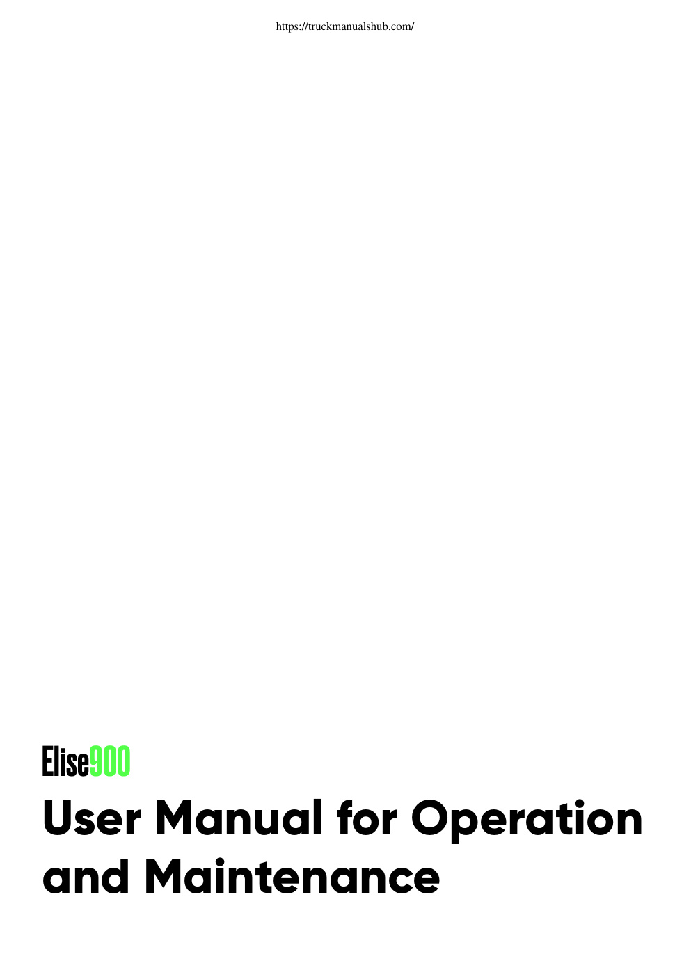 Première page de User Manual for Operation
