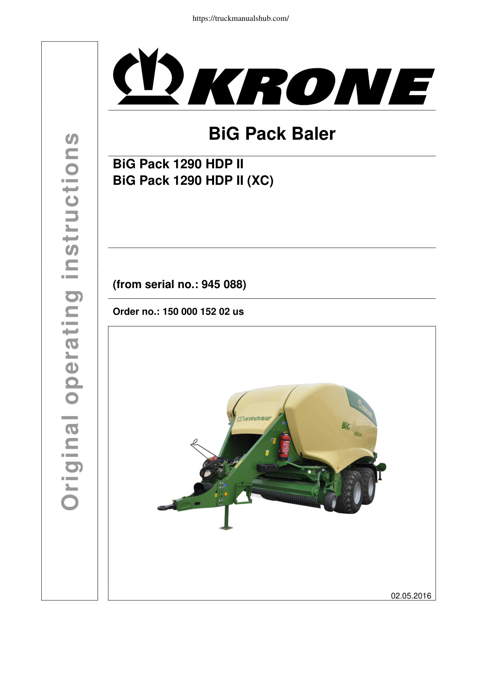 Première page de Krone 1290 HDP Big Pack Baler Operating Manual.pdf
