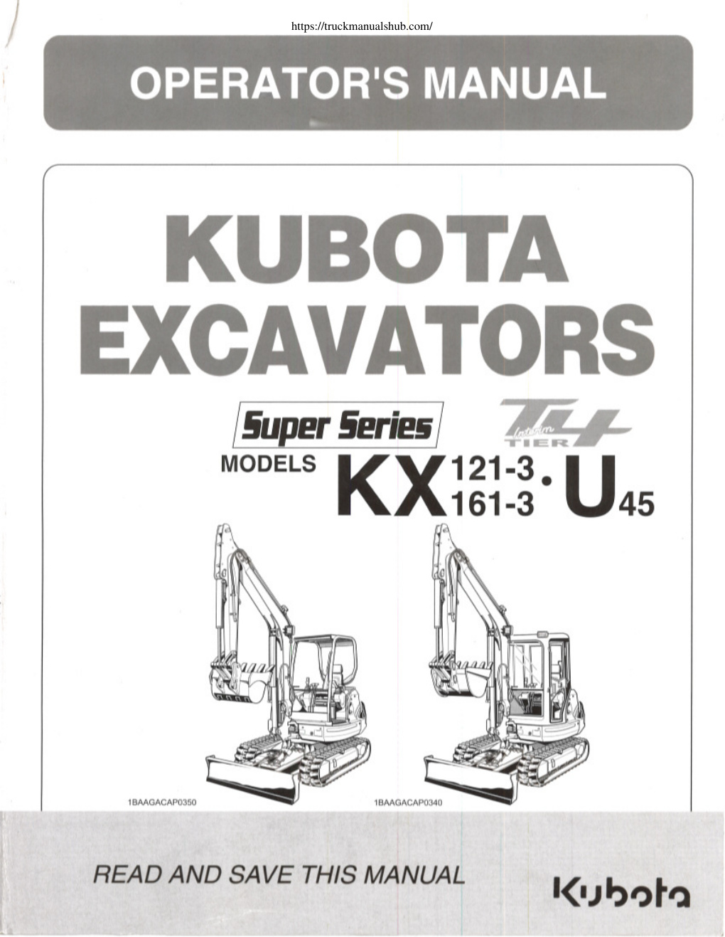 Première page de READ AND SAVE THIS MANUAL Kubota