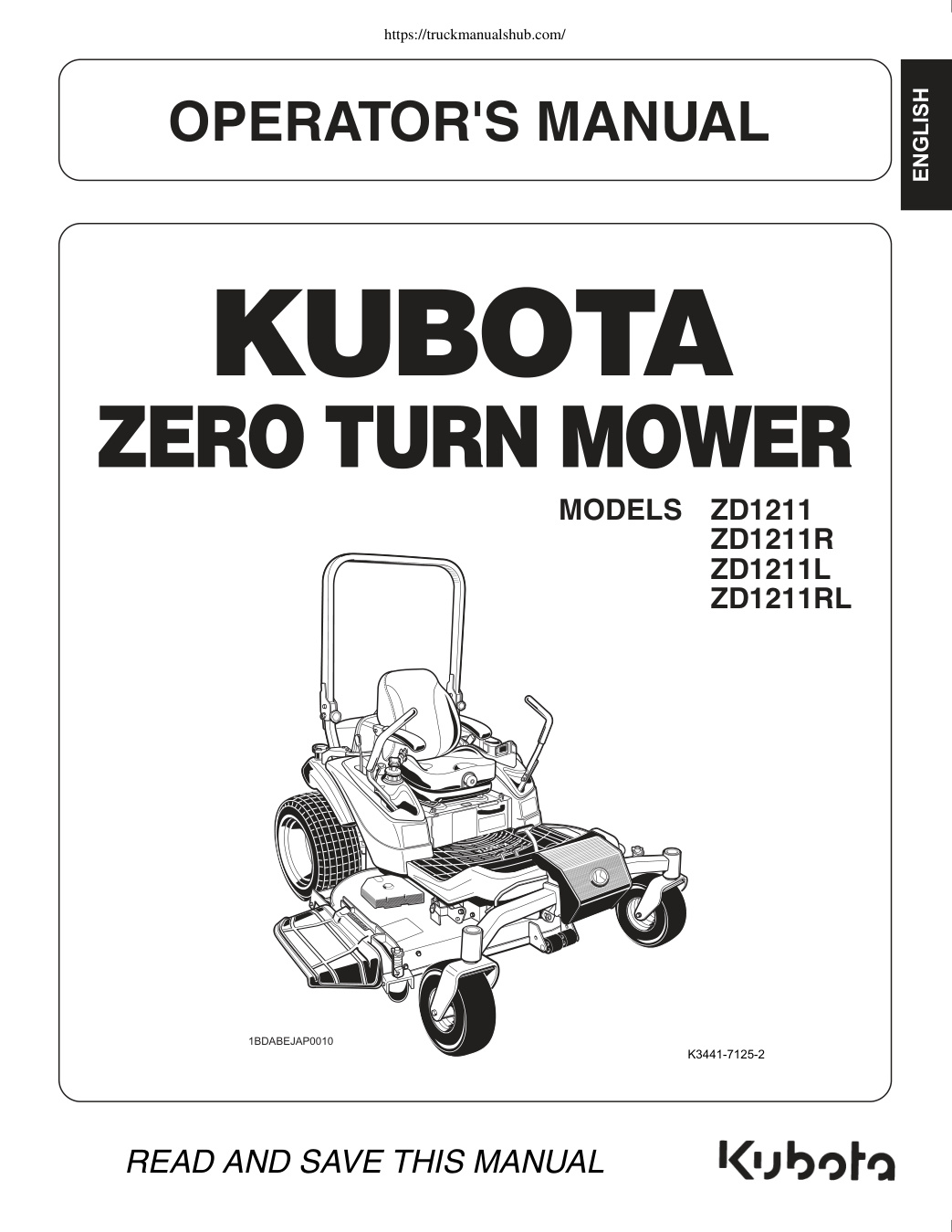 Première page de OPERATOR'S MANUAL ENGLISH
