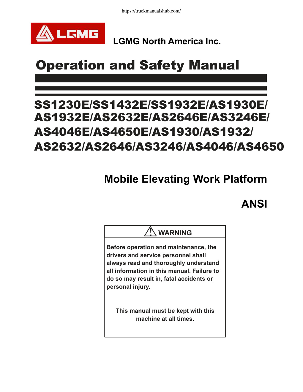 Première page de Operation and Safety Manual
