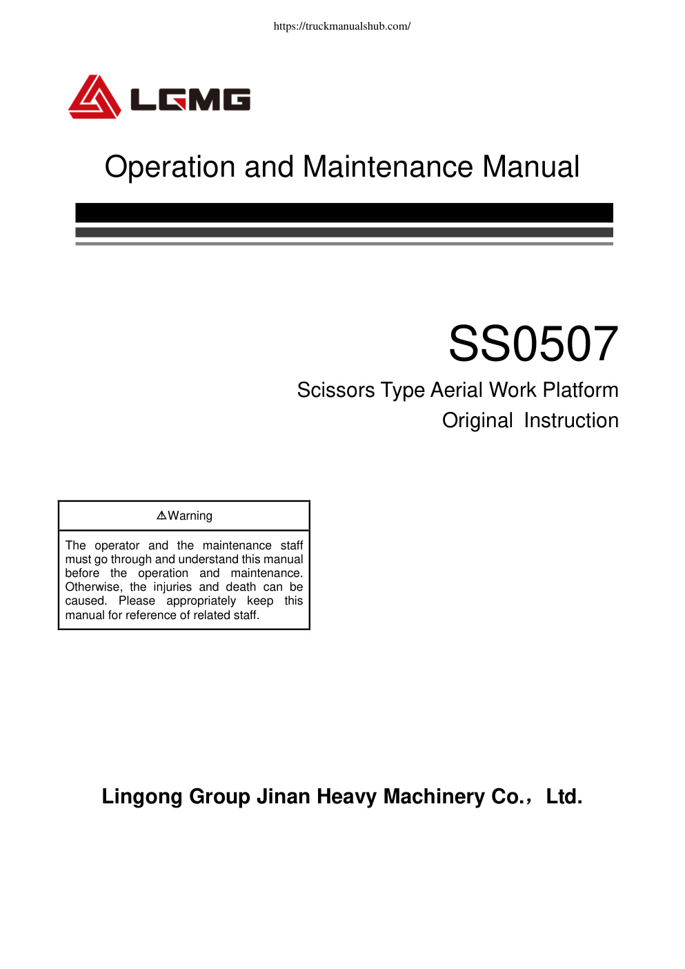 Première page de Operation and Maintenance Manual