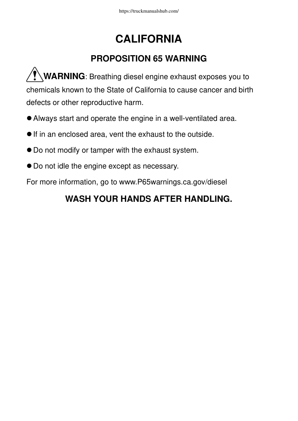 Première page de PROPOSITION 65 WARNING