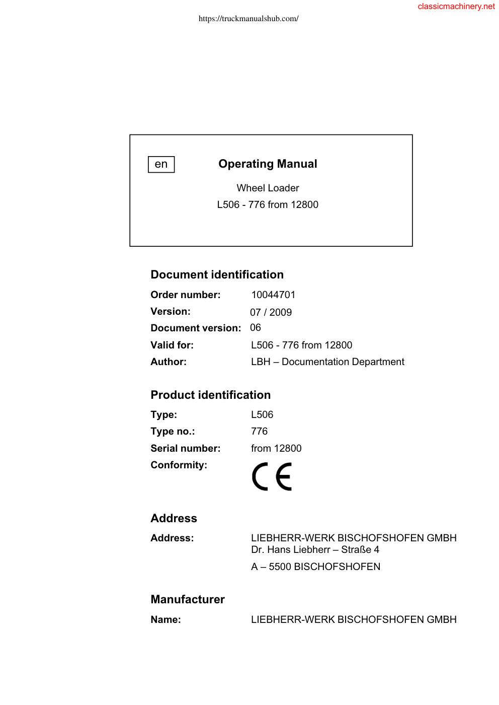 Première page de en Operating Manual